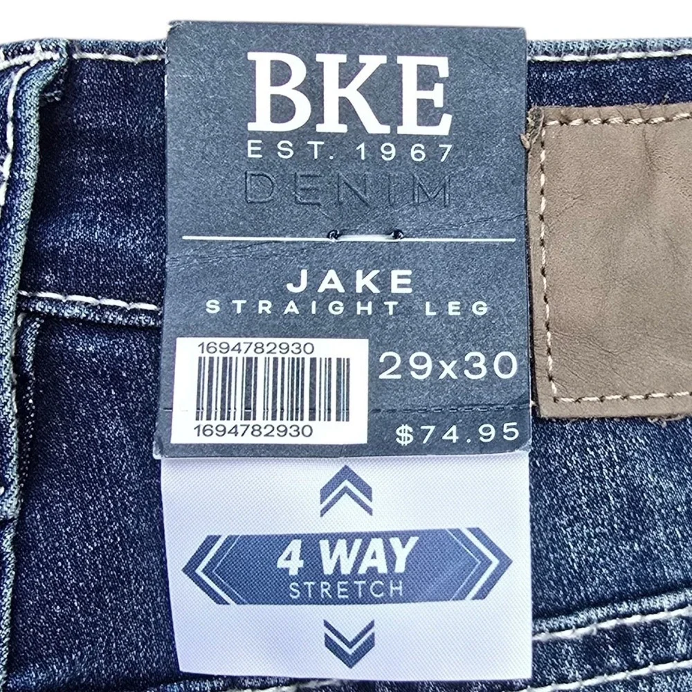BKE Jake Straight Leg Mens Jeans 29x30 Dark Wash 4-Way Stretch GBS16576S NEW NWT